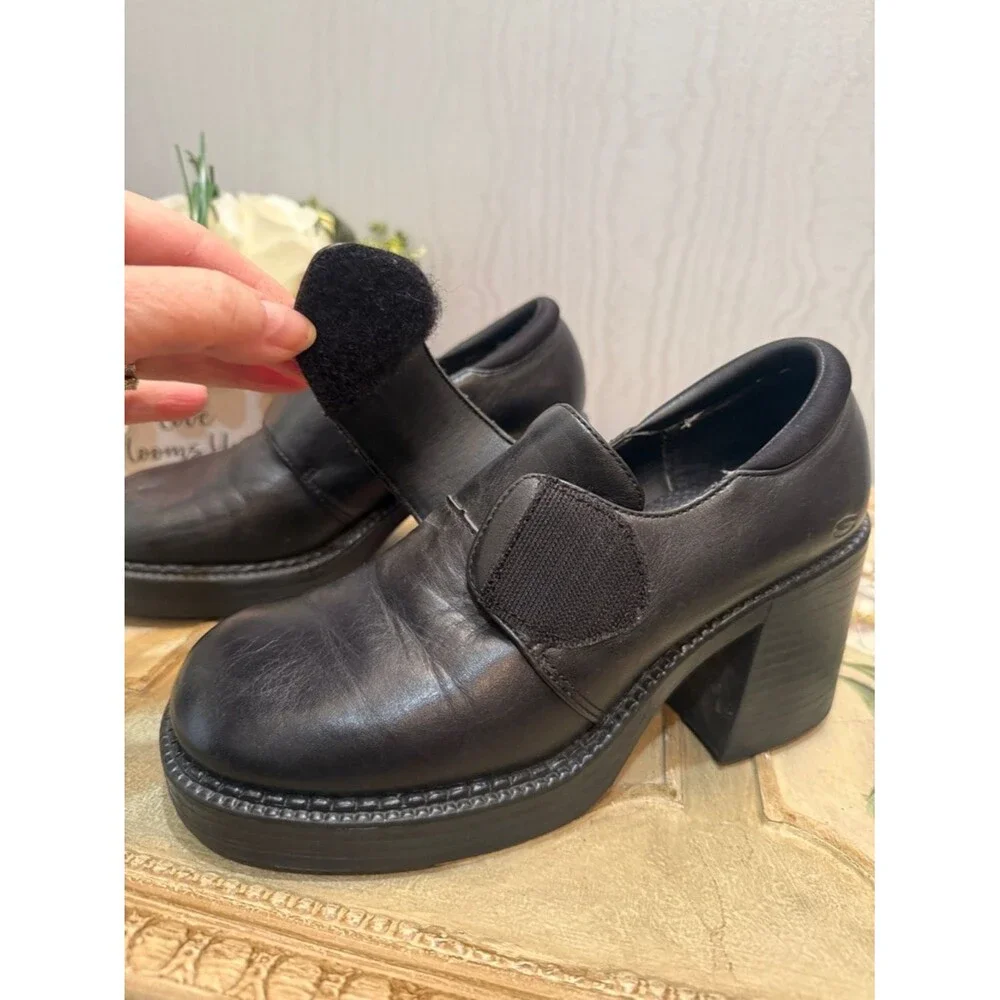 Skechers Chunky Platform Loafers SN2051 Y2K Goth Grunge Black Sz 7